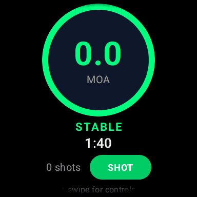 App SniperPulse Wear OS mostrando lectura de estabilidad en vivo en un Pixel Watch